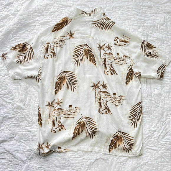 Vintage /Ocean & Coast / Hawaiian Shirt / Mens XXL / White-Brown Native Palms - Picture 3 of 3